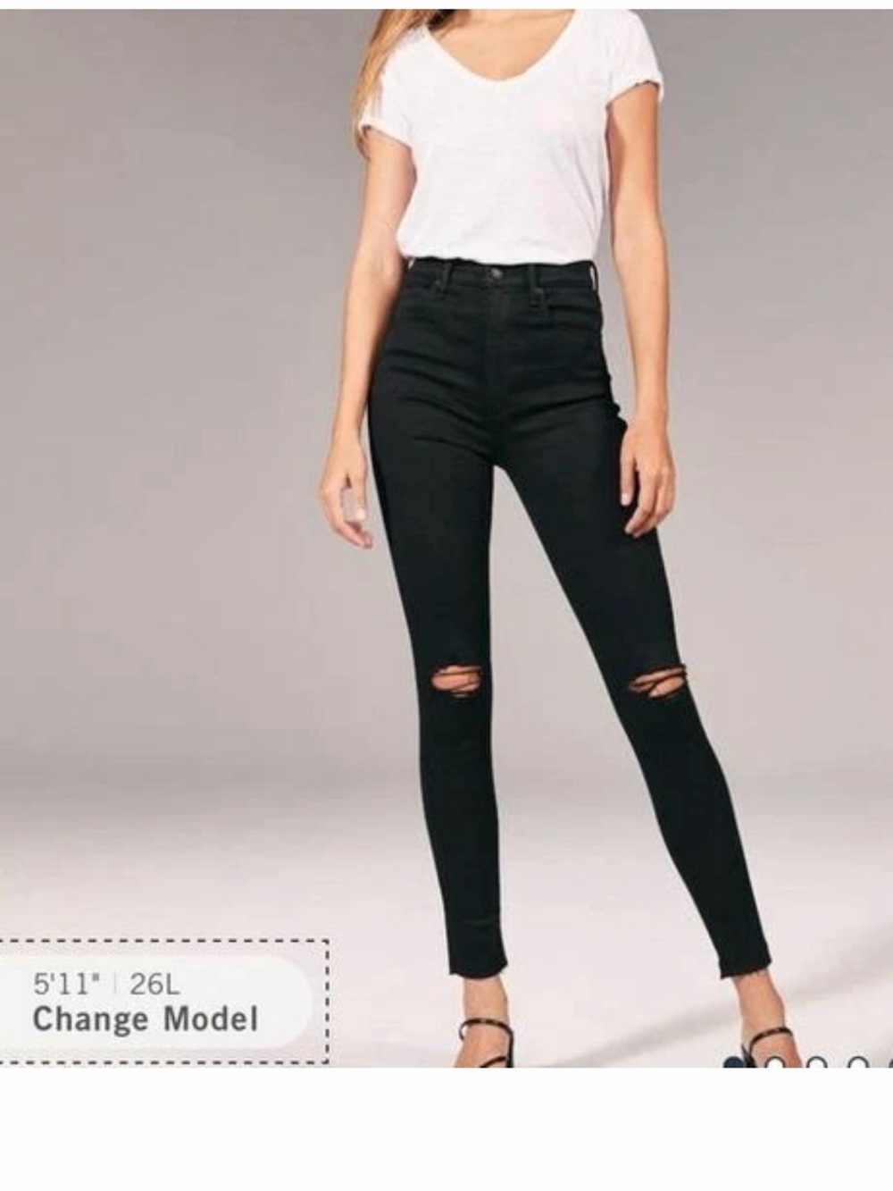 Abercrombie & Fitch Ultra High Rise Super Skinny Black Distressed Raw Hem Jeans
